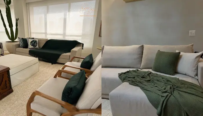 مدل شال و کوسن مبل سبز رنگ