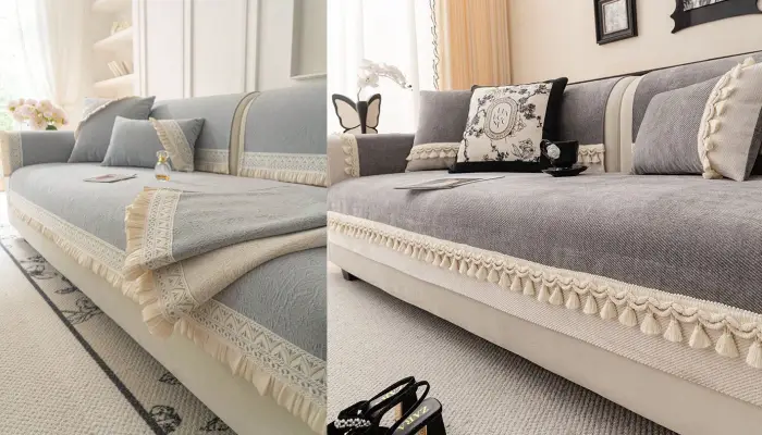 ست شال مبل و کوسن طوسی