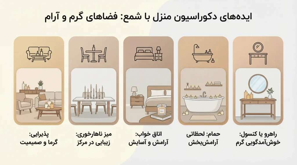 استفاده از شمع در دکوراسیون منزل اهمیت شمع دکوراتیو در دکوراسیون خانه